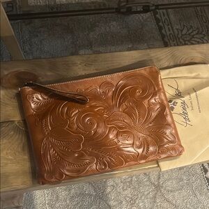 Patricia Nash - Tooled/Embossed Leather Laptop Case EUC